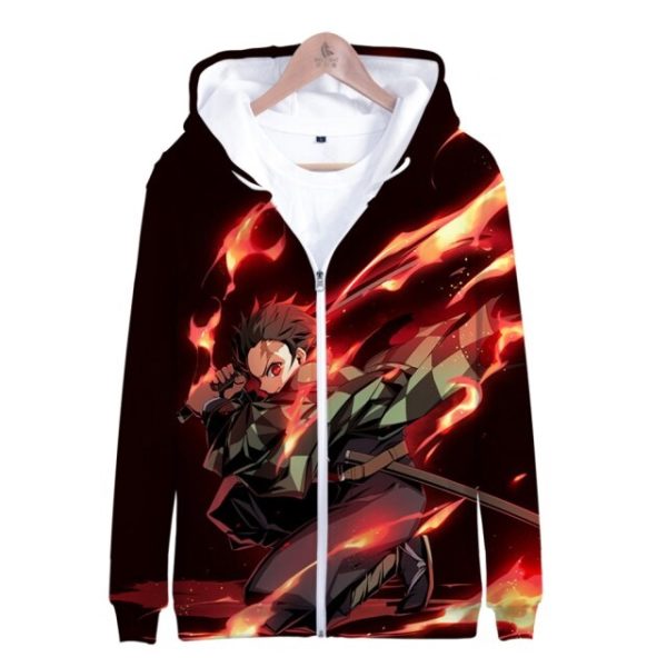 Zip Hood Demon Slayer 3D Hoodie Women's, Men's, Children's Zip Sweatshirt - Image 4